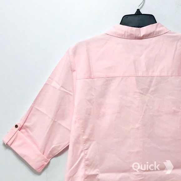 PXL - NWT Croft & Barrow Pink Roll-Tab Shirt - Picture 6 of 9